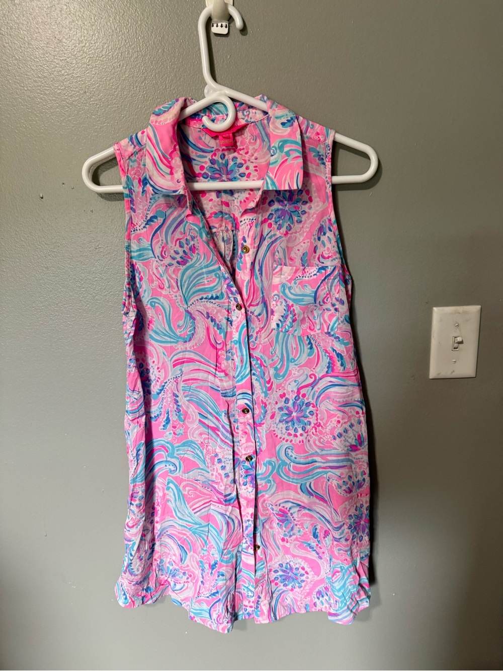 Lilly Pulitzer Natalie Sleeveless Coverup S Prosecco Pink Don't be Jelly